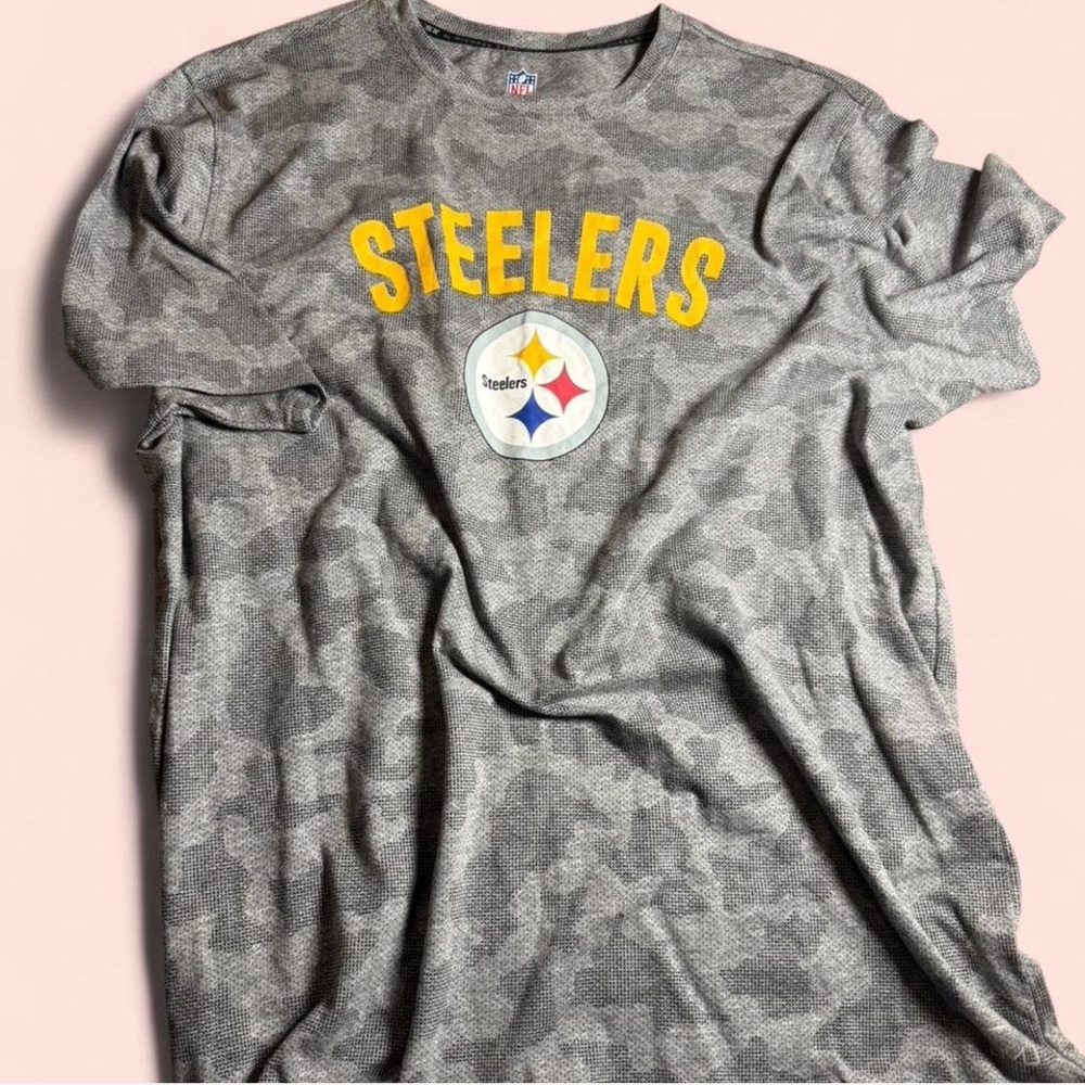 NFL Steelers Gray Camo Short Sleeve Tee